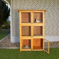 Kaninchenstall 6 Boxen Holz XXL