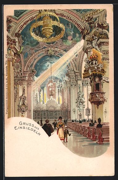 Cartes postales: Litho Einsiedeln, Innenansicht der Kirch – D'occasion à Berlin par bartko-reher