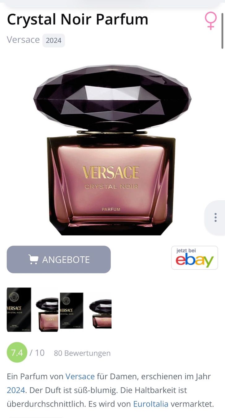 Versace Parfum & Eau de Toilette: Versace Crystal Noir Parfum EDP Duftprobe 2ML – Gebraucht aus Zürich von deruja 3