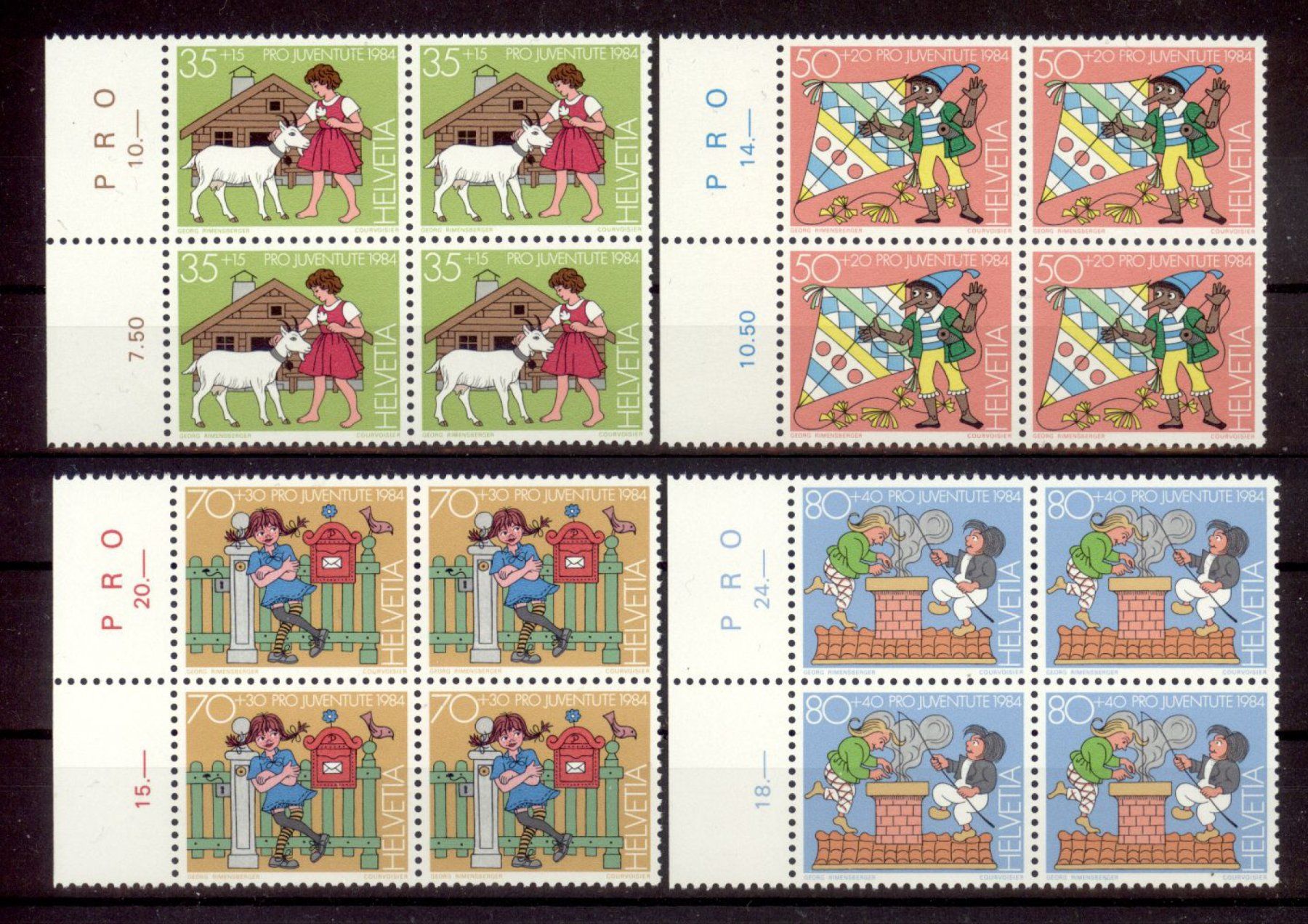 Tutti i francobolli: 1984, Pro Juventute, Viererblock ** – Usato da Willisau venduto da Vollstempel