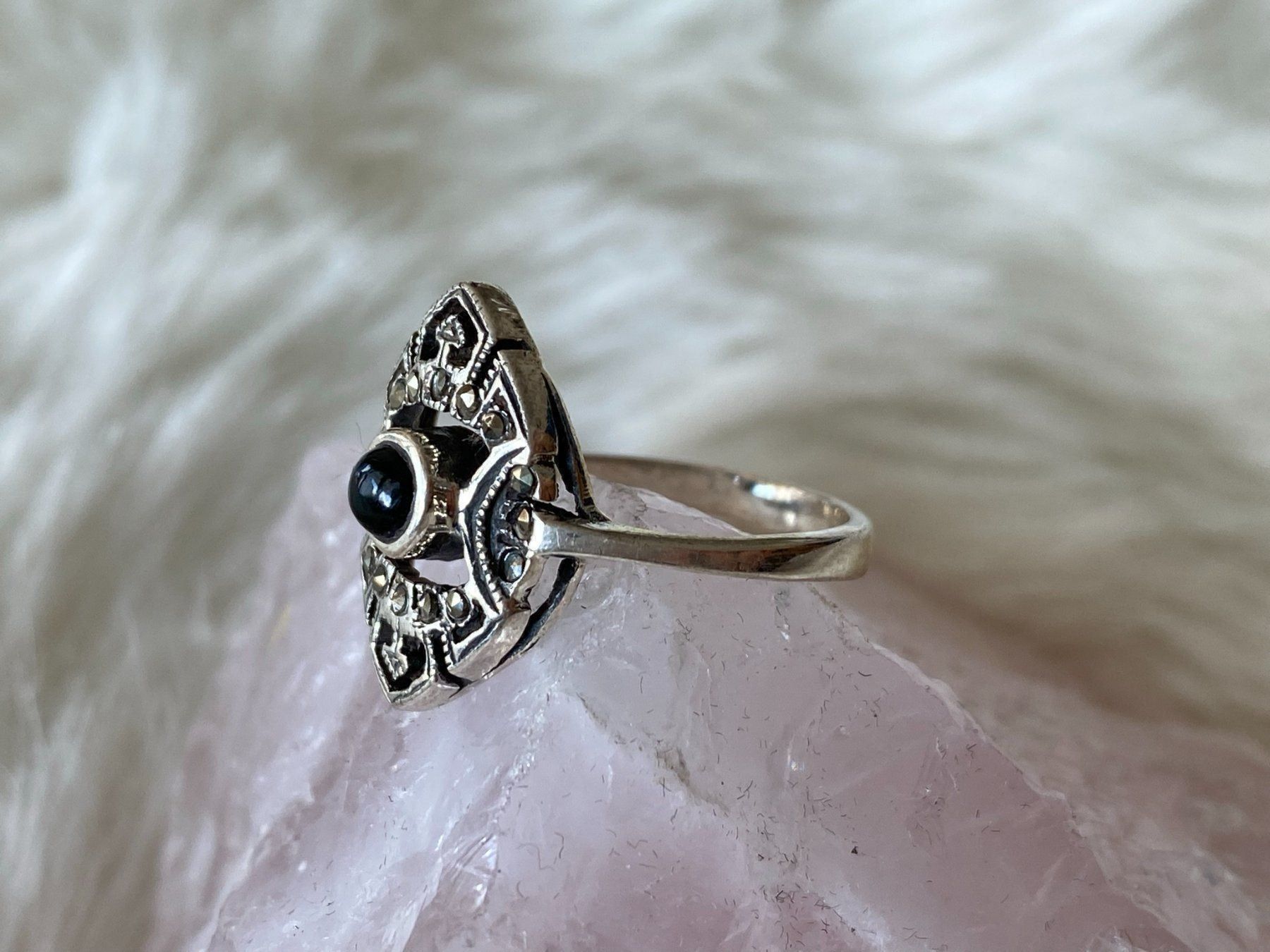 Anelli: Ring Silber 925 mit schwarzem Stein – Usato da Istighofen venduto da Ringparadies 1
