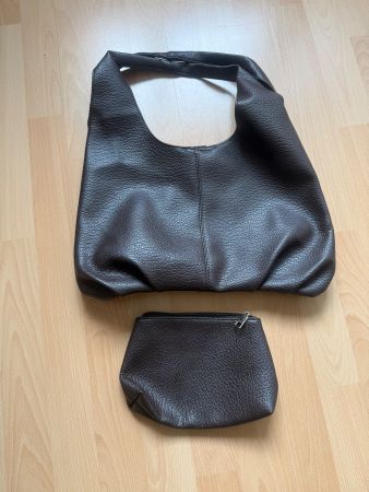 Damen Handtasche braun mit kleiner Tasche Neu