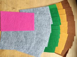 34Stk Filz 10x15cm neu braun grün grau pink