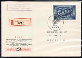 1945 Spendeblock Ausschnitt auf Brief, gestempelt Zürich