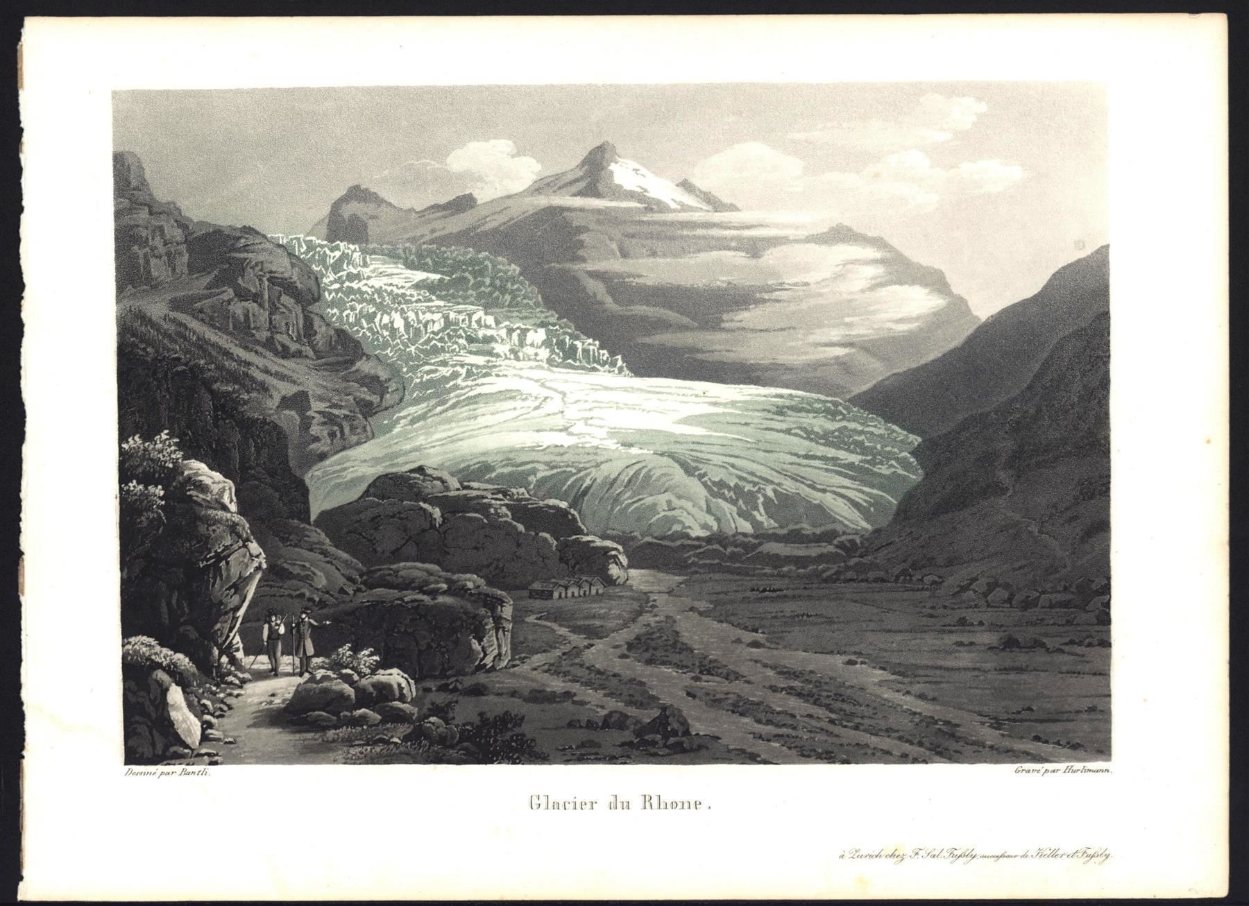 Stiche: Rhonegletscher  Aquatinta von Bantli – Gebraucht aus Rafz von Helvet32