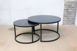2er Set Salontisch / Couchtisch 80 + 60 cm / Keramik Schwarz