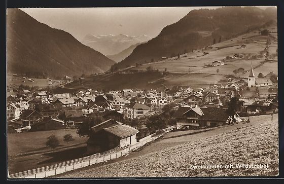 Cartoline postali: Zweisimmen, Teilansicht mit Wildstrubel – Usato da Berlin venduto da bartko-reher