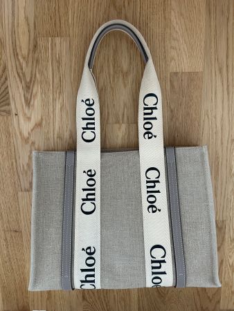 Chloé Shopper „Medium Woody“ hellgrau