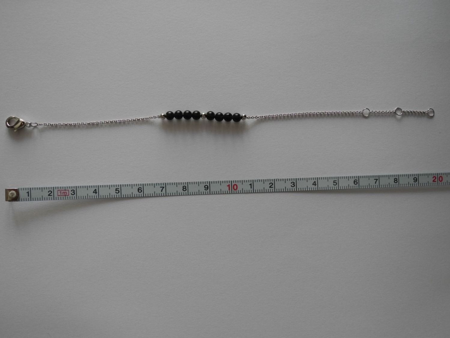Bracciali & Braccialetti: Armkette aus Messing rhodiniert, Lavastein – Nuovo (secondo la descrizione) da Balsthal venduto da qwer24 2