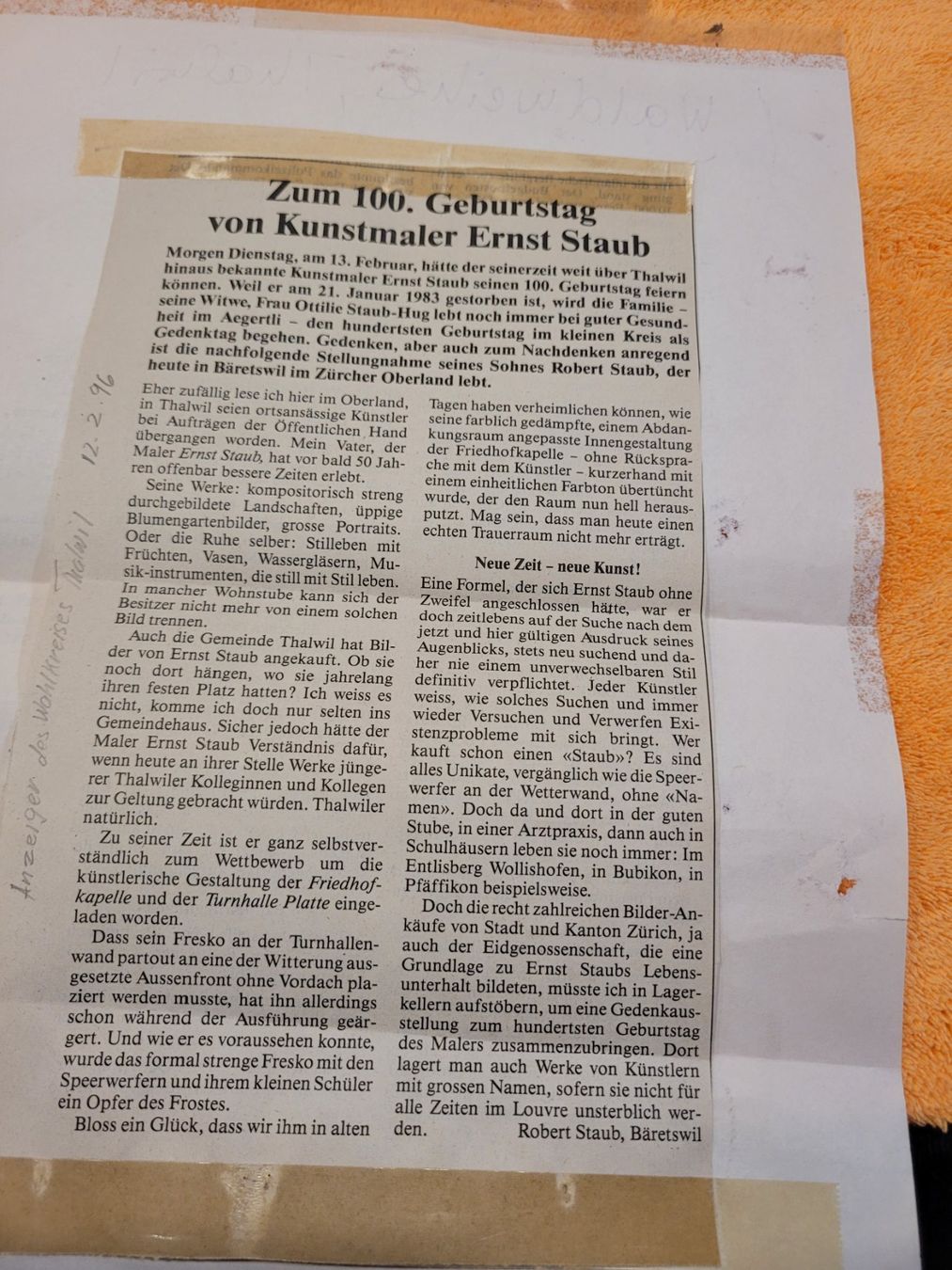 Gemälde: EINE ECHTE ERNST STAUB/BLEISTIFTZEICHNUNG/WALDWEIHER/THALWIL – Gebraucht aus EMMETTEN von pfi_cbg5 3