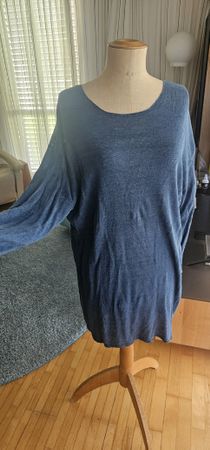Blaue Leinen Tunika von Gudrun Sjöden, Grösse L, Top!
