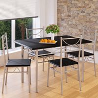 Küchentisch + 4 Stühlen schwarz 110x70cm Essgruppe Esstisch