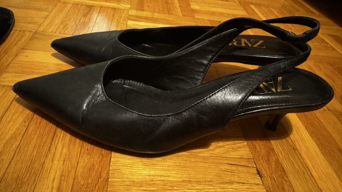 Zara Scarpe da donna: Chic ZARA Black Leather Slingback Heels Size 39  – Usato da Dietikon venduto da sar_f87k 1