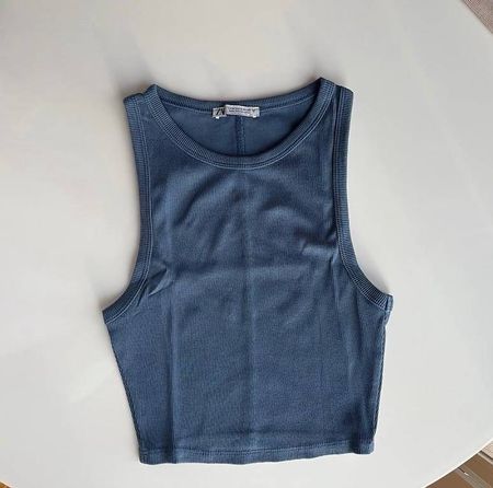 Débardeur crop-top bleu (Zara)