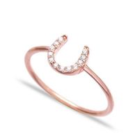 Ring Zirkonia Hufeisen 925 Silber roségold fein filigran 51