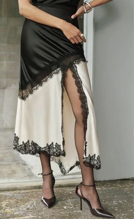 Glamour Gonna lunga di raso con pizzo-tg M/L-nuovo