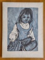 Farblithografie "Sibylle auf Blau" von Hans Erni