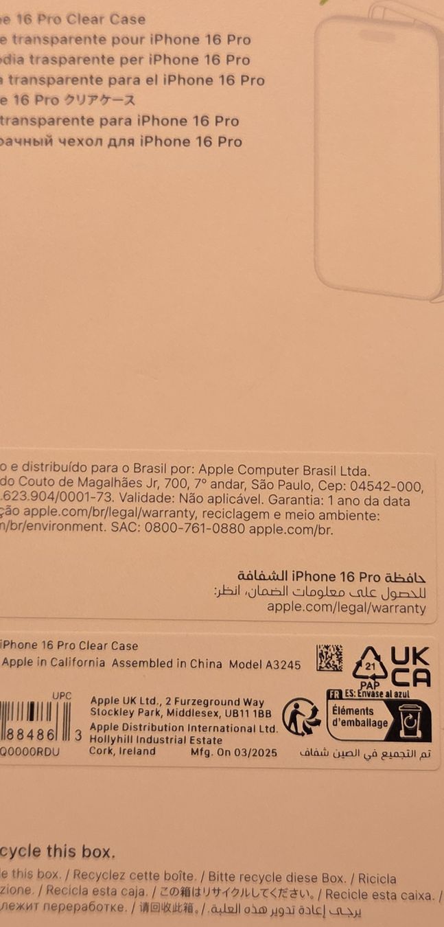 Apple Cover & Protezioni schermo: Apple iPhone 16 Pro Clear Case mit MagSafe neu – Nuovo e nell'imballaggio originale da Zofingen venduto da fab_5tpc 1