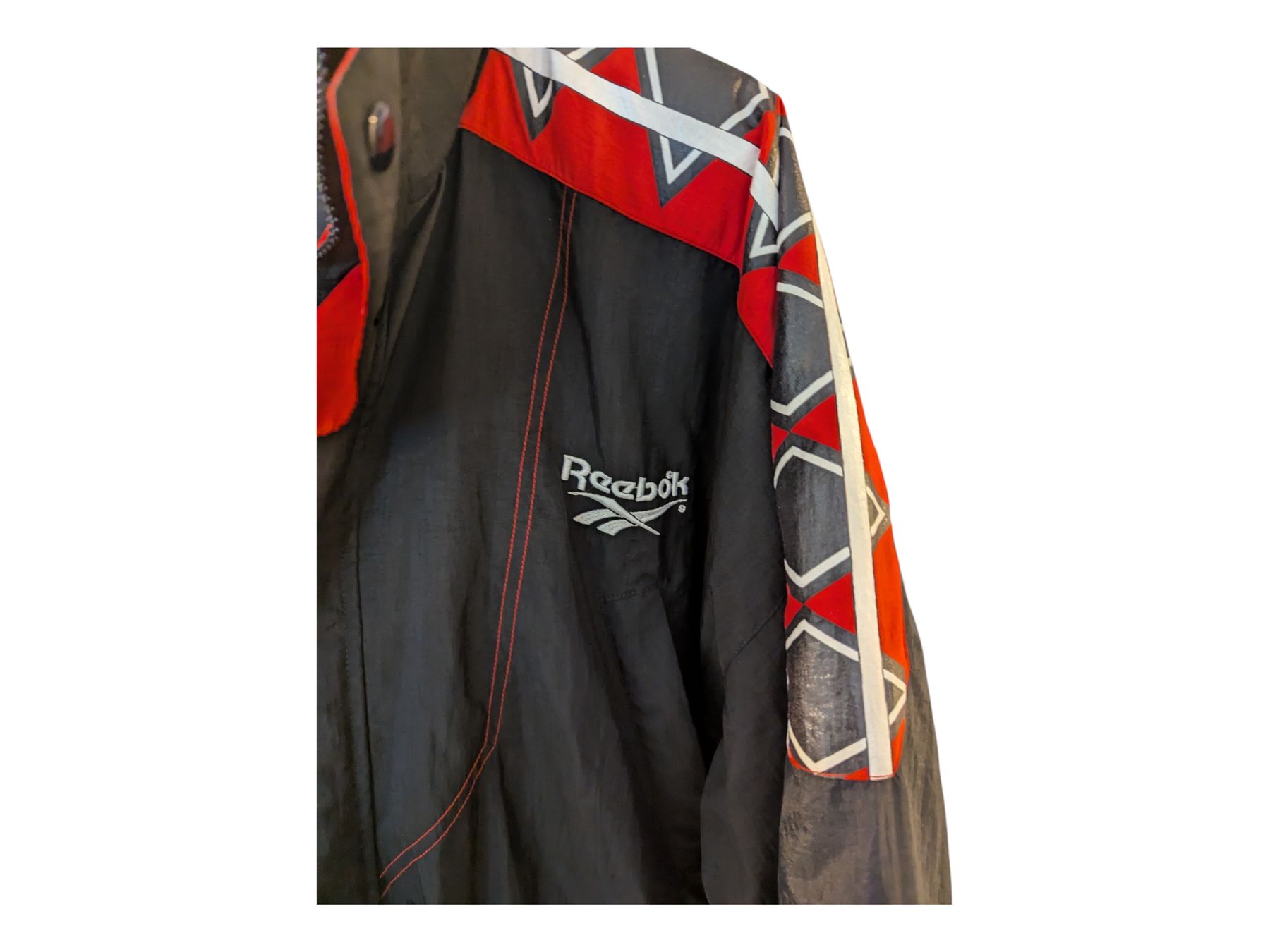 Vintage 90s Reebok Retro Jacket Coat Red Black Large Men Y2K (Gebraucht ...