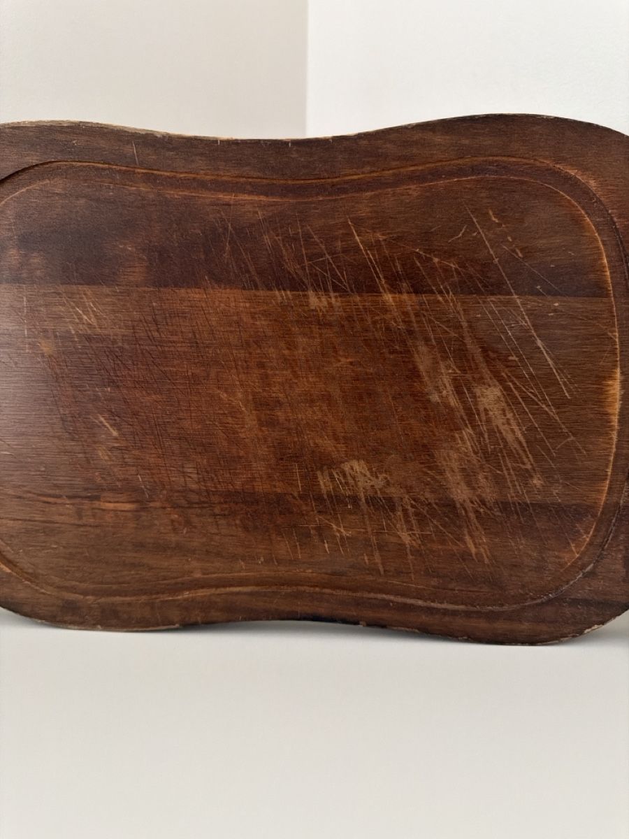 Servierplatten: Vintage Schneidebrett mit Ochsenkopf Chromplatte – Gebraucht aus Gossau SG von sushifactory 3
