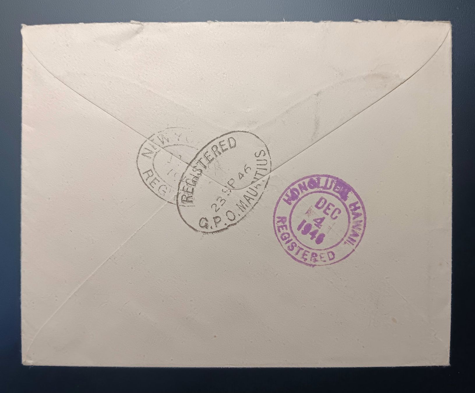 Tutti i francobolli: MAURITIUS, EISCHREIBEBRIEF NACH HAWAII 1946 – Usato da Holderbank AG venduto da DINOS-PHILA 1