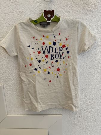 T-Shirt Bonpoint Grösse 4 "WILD BOY" Aufdruck, Fleck