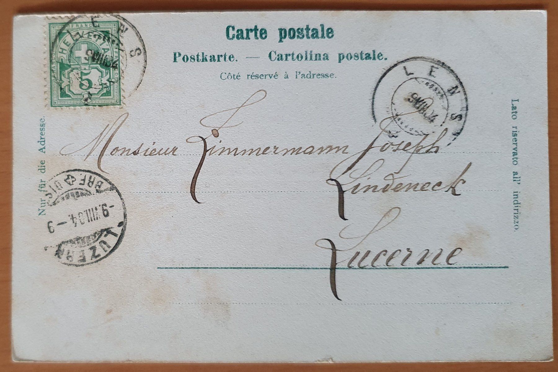 Cartoline postali: Lens 1904 – Usato da Kreuzlingen venduto da Rschweiz1 1