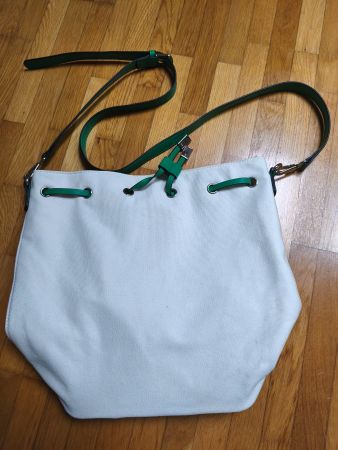 Damen Handtasche  Beuteltasche weiss-grün Manor