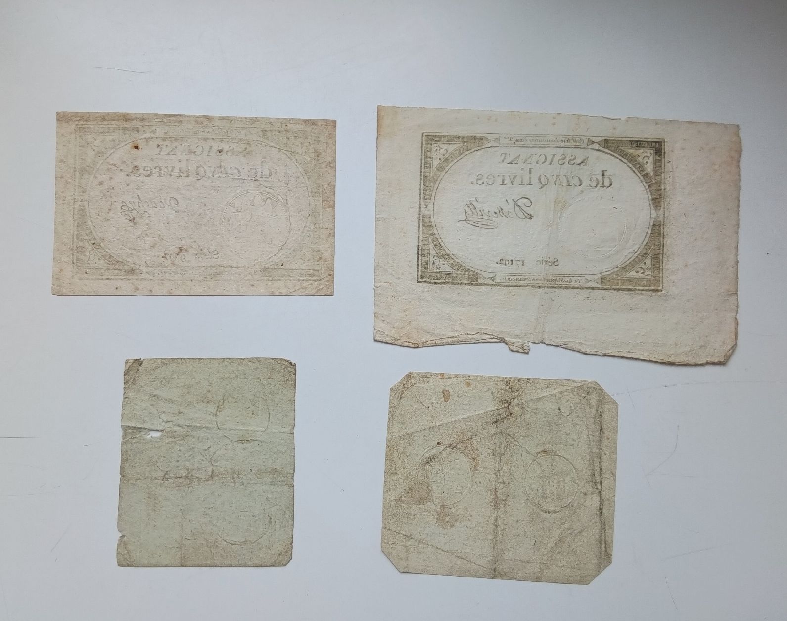 Banknoten: 4 Assignate von 1793 Frankreich – Gebraucht aus Feldbach von carlotta111 1