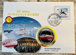 Patrouille Suisse  Numisbrief versilberte Medaille 2014