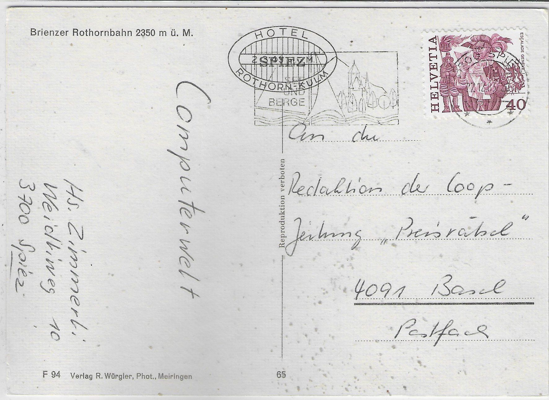 Cartes postales: Brienzer-Rothornbahn BRB – D'occasion à Ettingen par Kartenplanet 1