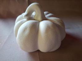 neu: Keramik Kürbis weiss Deko Herbst