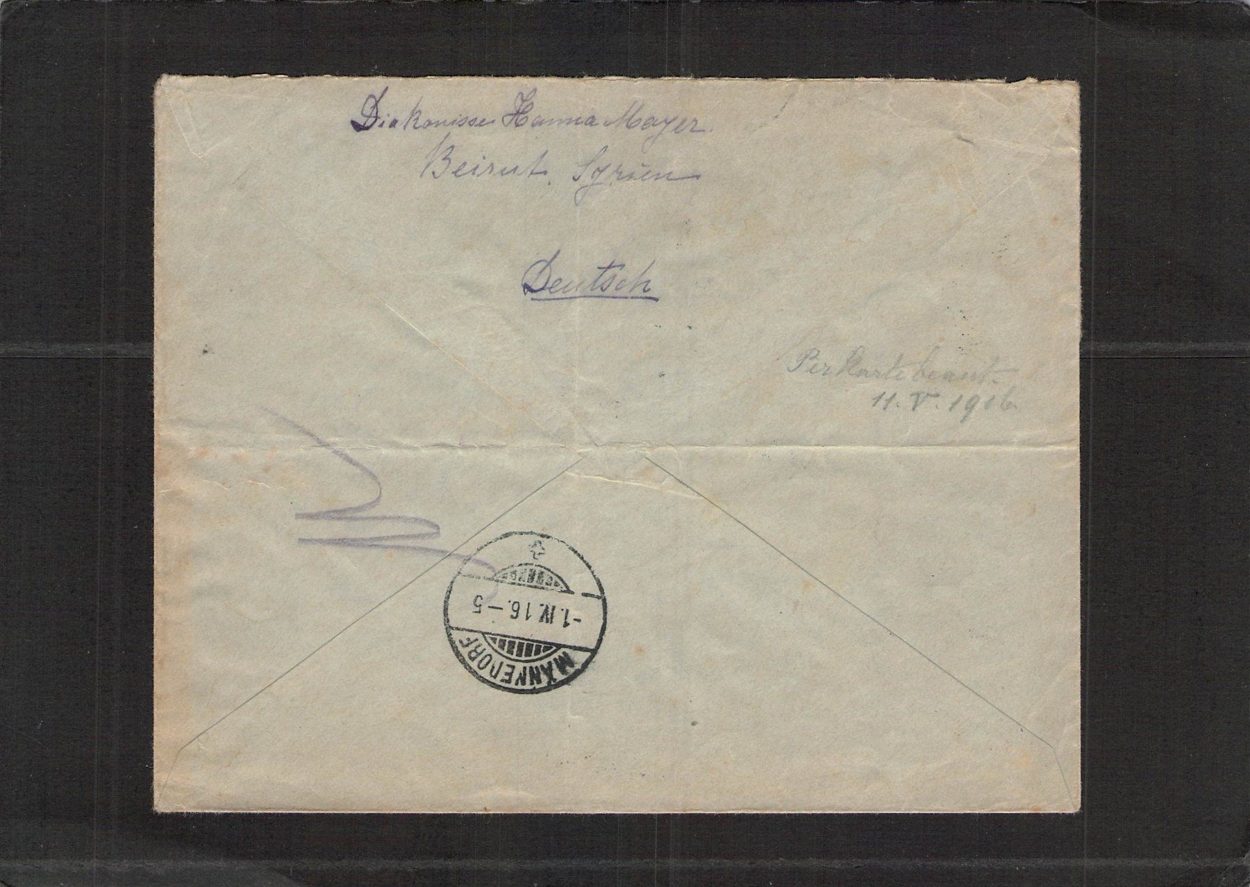 Alle Briefmarken: Libanon nach Männedorf ZH , gel. März 1916 – Gebraucht aus Reichenburg von Pipo-67 1