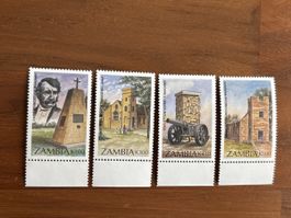 Zambia Briefmarken, 4er Set, Monumente & Kirchen, Top!