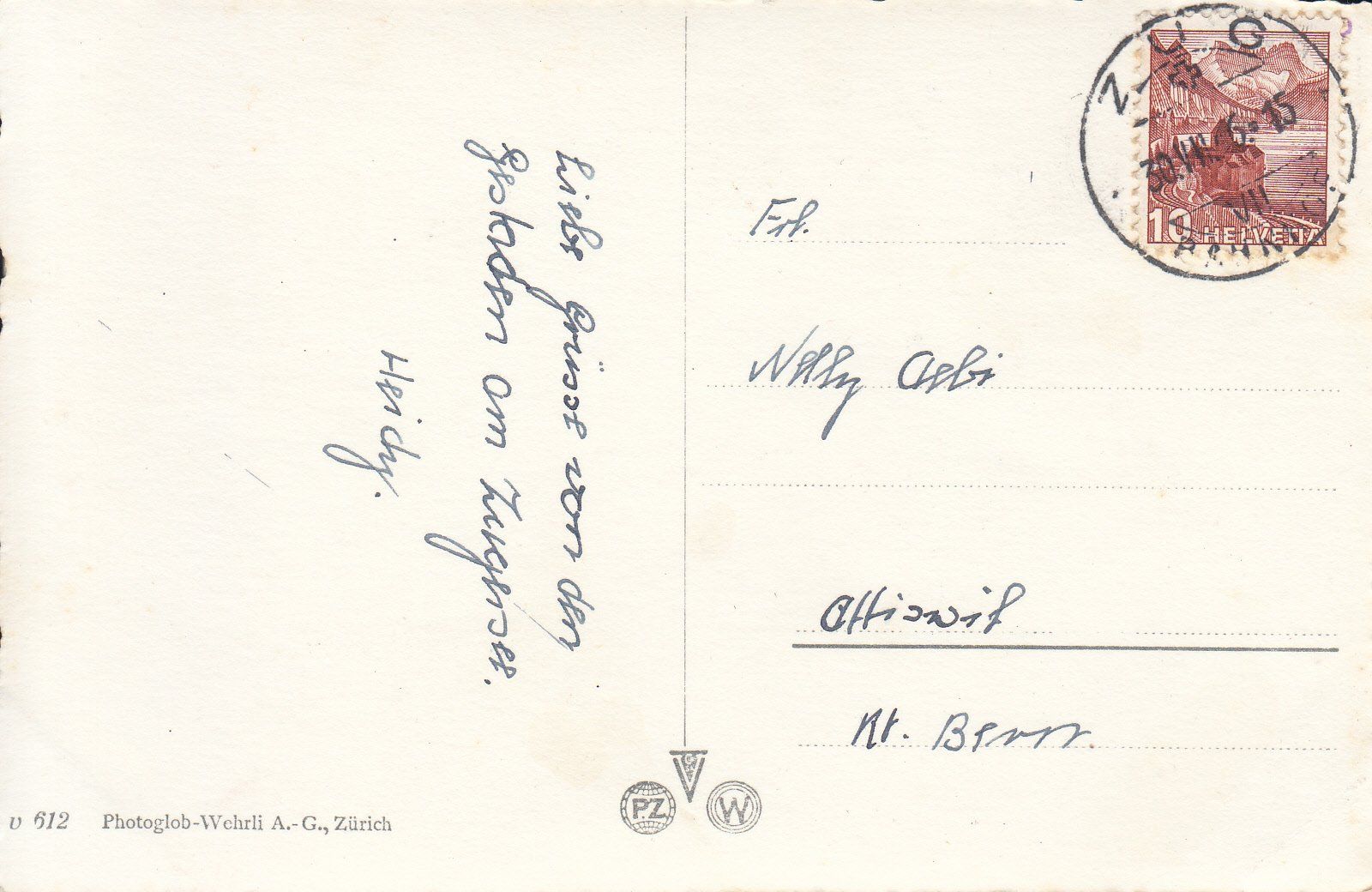 Cartoline postali: Zug 1946 – Usato da Bürglen TG venduto da StampGraf 1