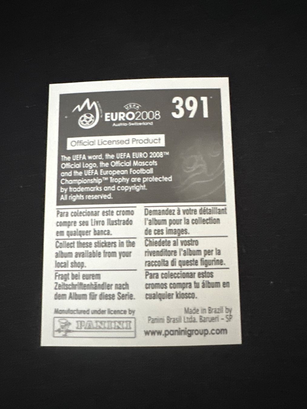 Panini Carte collezionabili: Panini UEFA EM 2008 Sticker - Nr. 391 – Usato da Sulz AG venduto da DealWerk 1