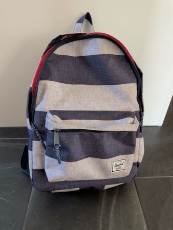 Rucksack Herschel gestreift grau blau guter Zustand