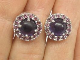 Vintage Ohrringe Ohrstecker Silber 925 Design MDI Amethyst