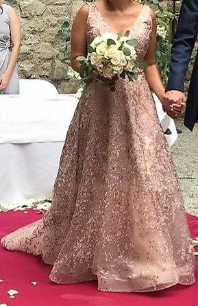 Mery's Couture Brautkleid Gr. 38 Blush/Nude/Rosé Pailletten
