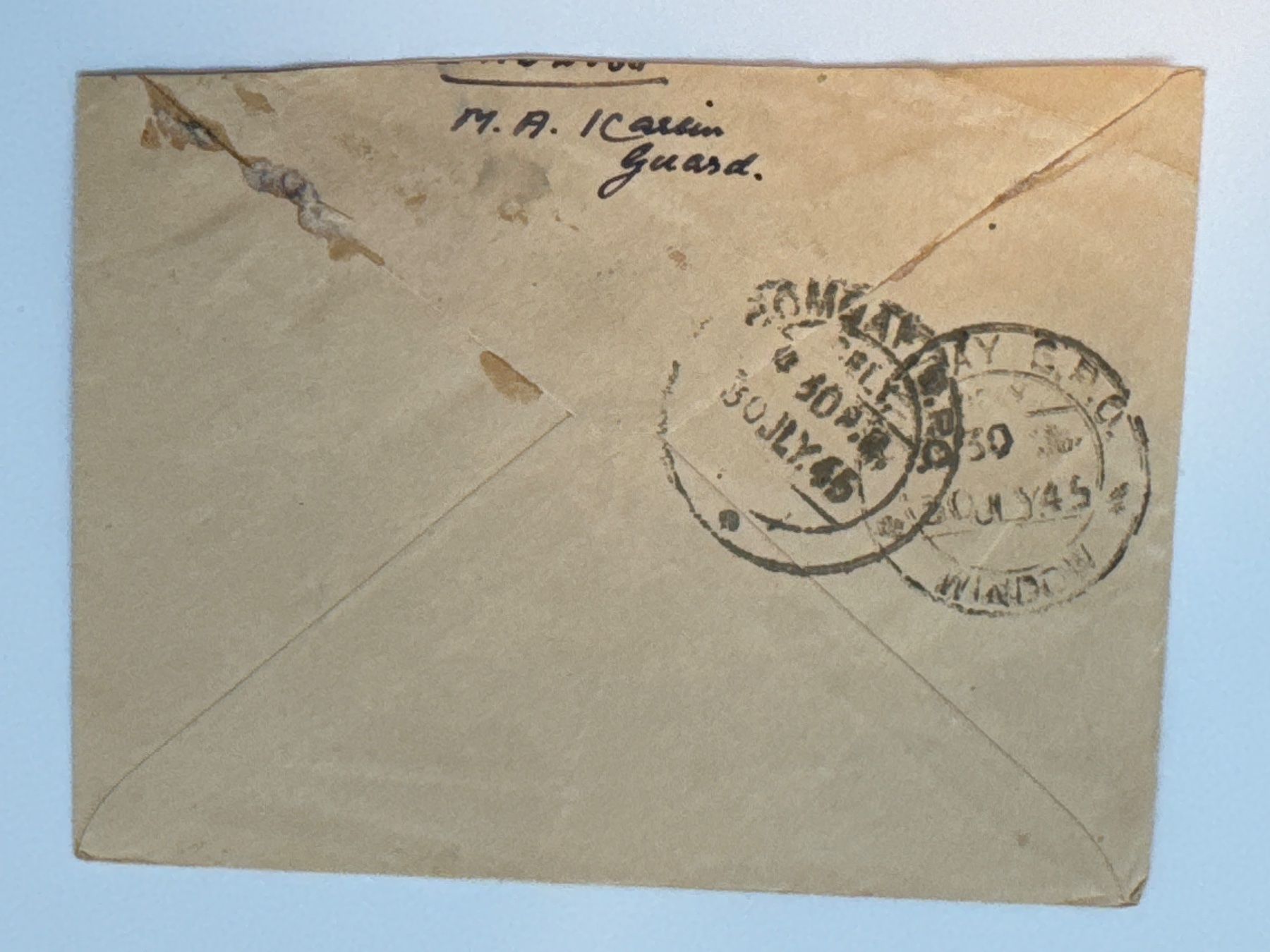 Alle Briefmarken: Brief Indien UNIT CENSOR – Gebraucht aus Küssnacht am Rigi von POSTOMASTER 1