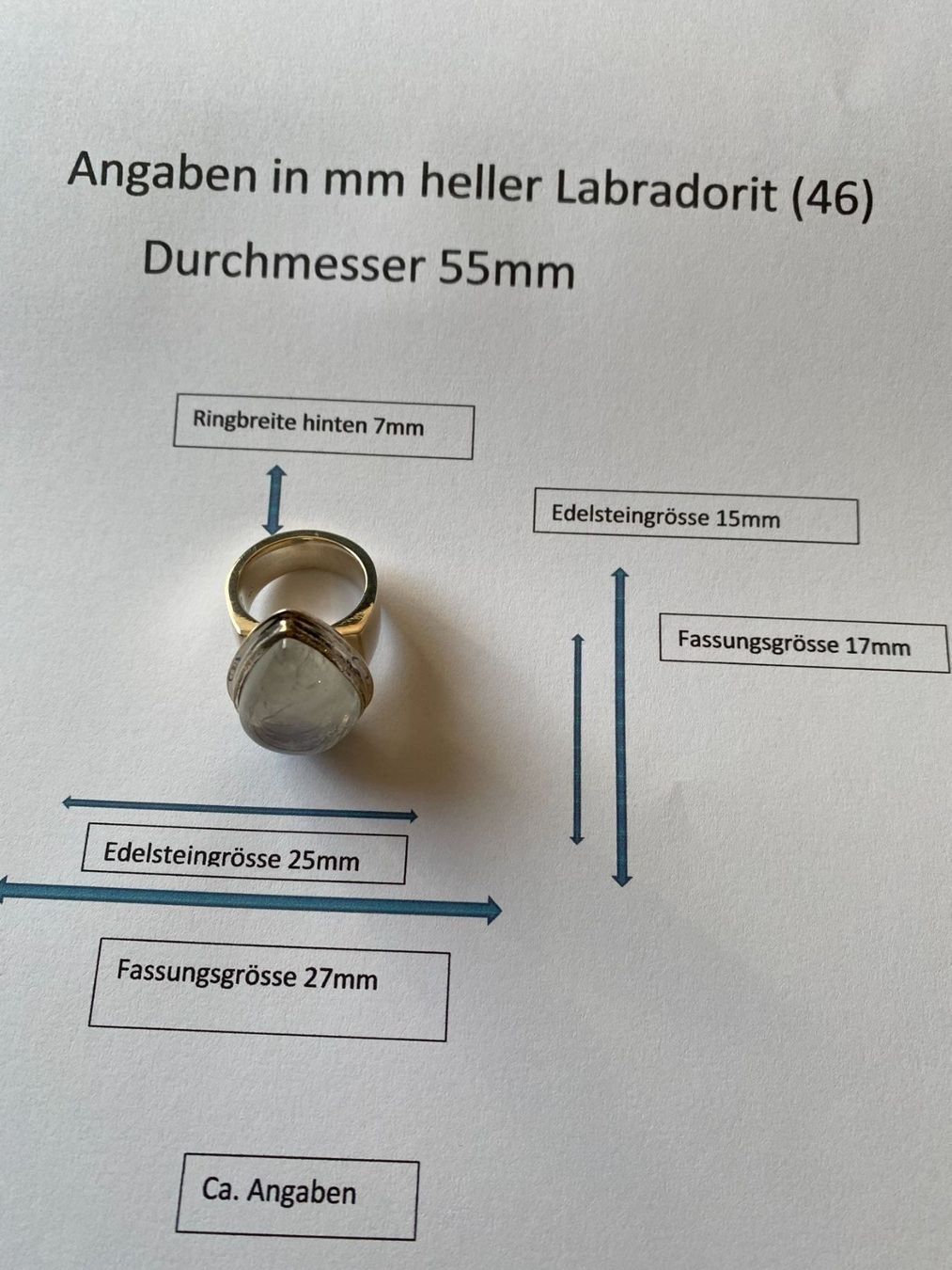 Anelli: Ring, Silber/Labradorit, Durchm.55mm(46) – Nuovo (secondo la descrizione) da Muri b. Bern venduto da Silberqualle 3