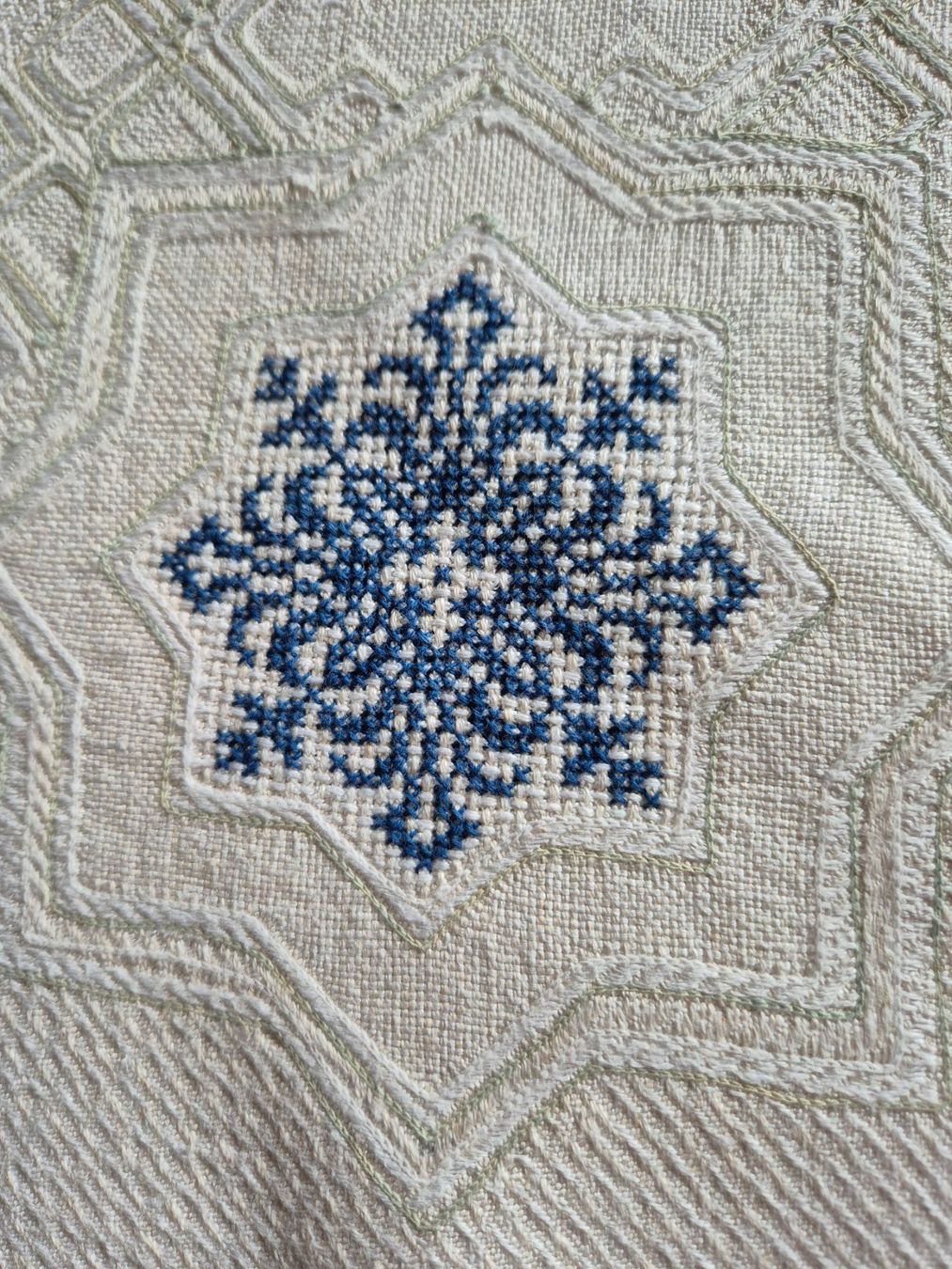 Altra biancheria da tavola: Handbestickte Tischdecke mit Fransen, Vintage – Usato da Bern venduto da aronari 6