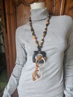 collier porte lunettes perles bois