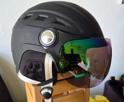 Skihelm Snowboardhelm mit Visier, Grösse M, Schwarz