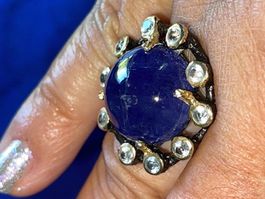 Precious 👑+25cts Tanzanite SS925 & 14k Gold Vermeil Ring👑