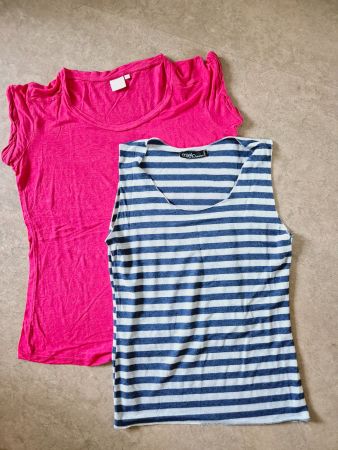 SET SHIRT UND TOP L 40 GESTREIFT ROSA IN WEAR + MIELO PARIS