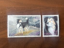 Briefmarken Färöer Hunde, 2 Stk, Top Zustand, Rarität!