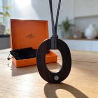 Hermès Paris Sautoir Grain d'H Halskette Holz Rarität Top!