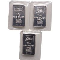 Schweiz Silber Barren 3x 10  Gramm "Credit Suisse "