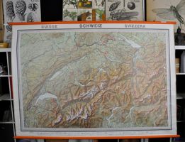 Vintage Wandkarte - Rollkarte Schweiz Suisse Svizzera